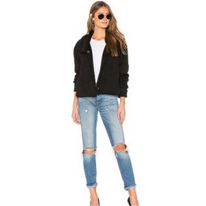 Young Fabulous & Broke YFB Plush Flurry Puffy Quilted Teddy Jacket Cropped Black